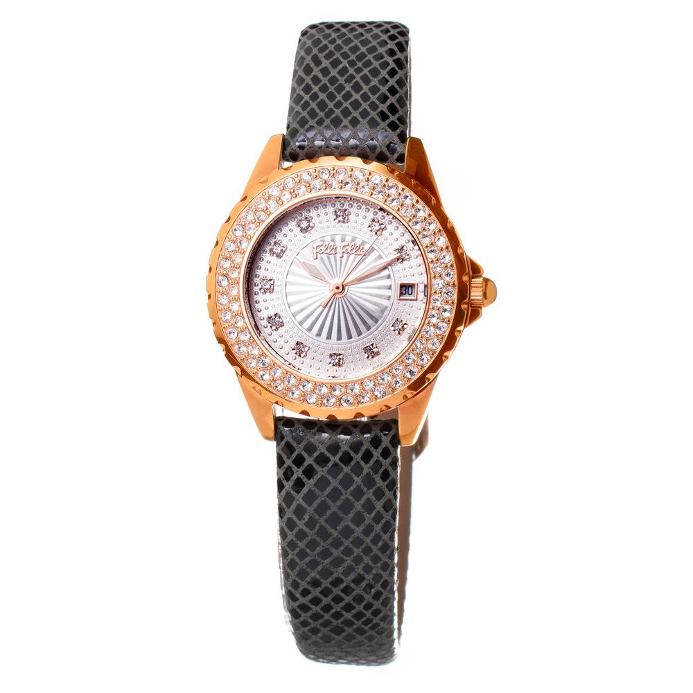 Folli Follie Black Leather Watch