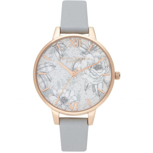 Olivia Burton Gray Synthetic Leather Watch