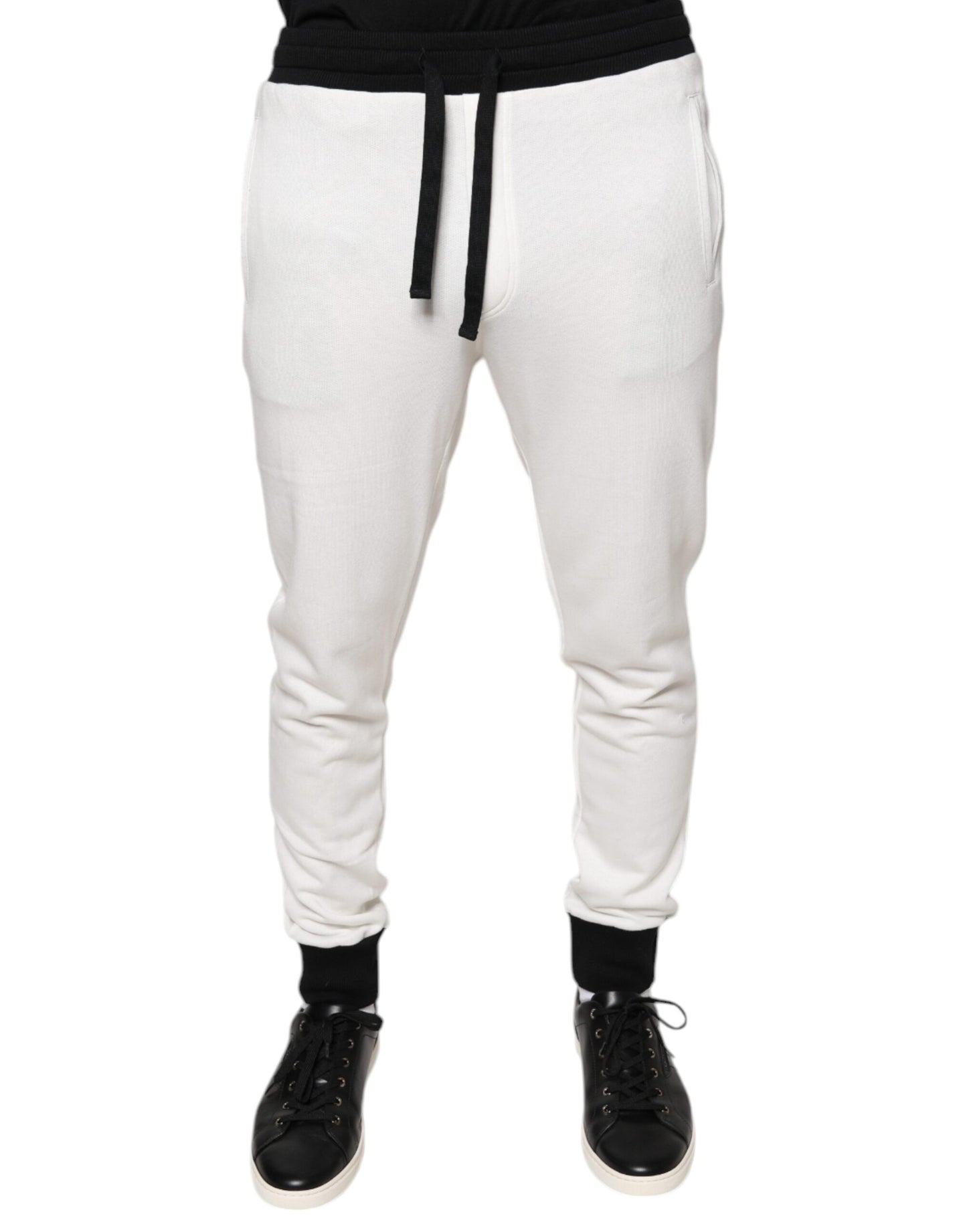 Dolce & Gabbana White Cotton Slim Men Jogger Sweatpants Pants