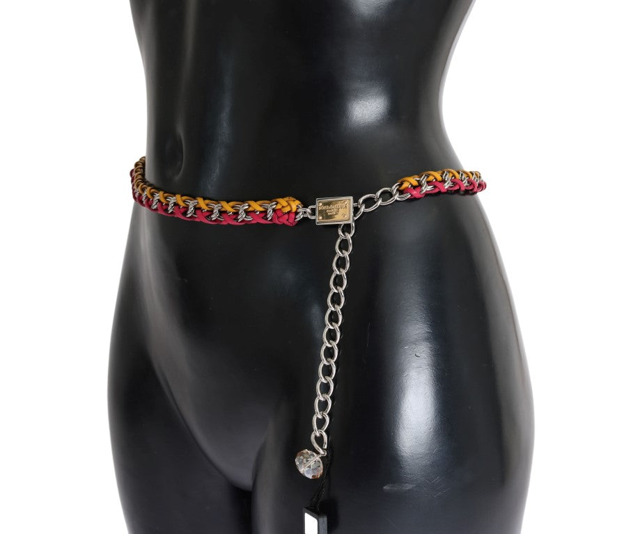 Dolce &amp; Gabbana Eleganter mehrfarbiger, mit Kristallen verzierter Gürtel