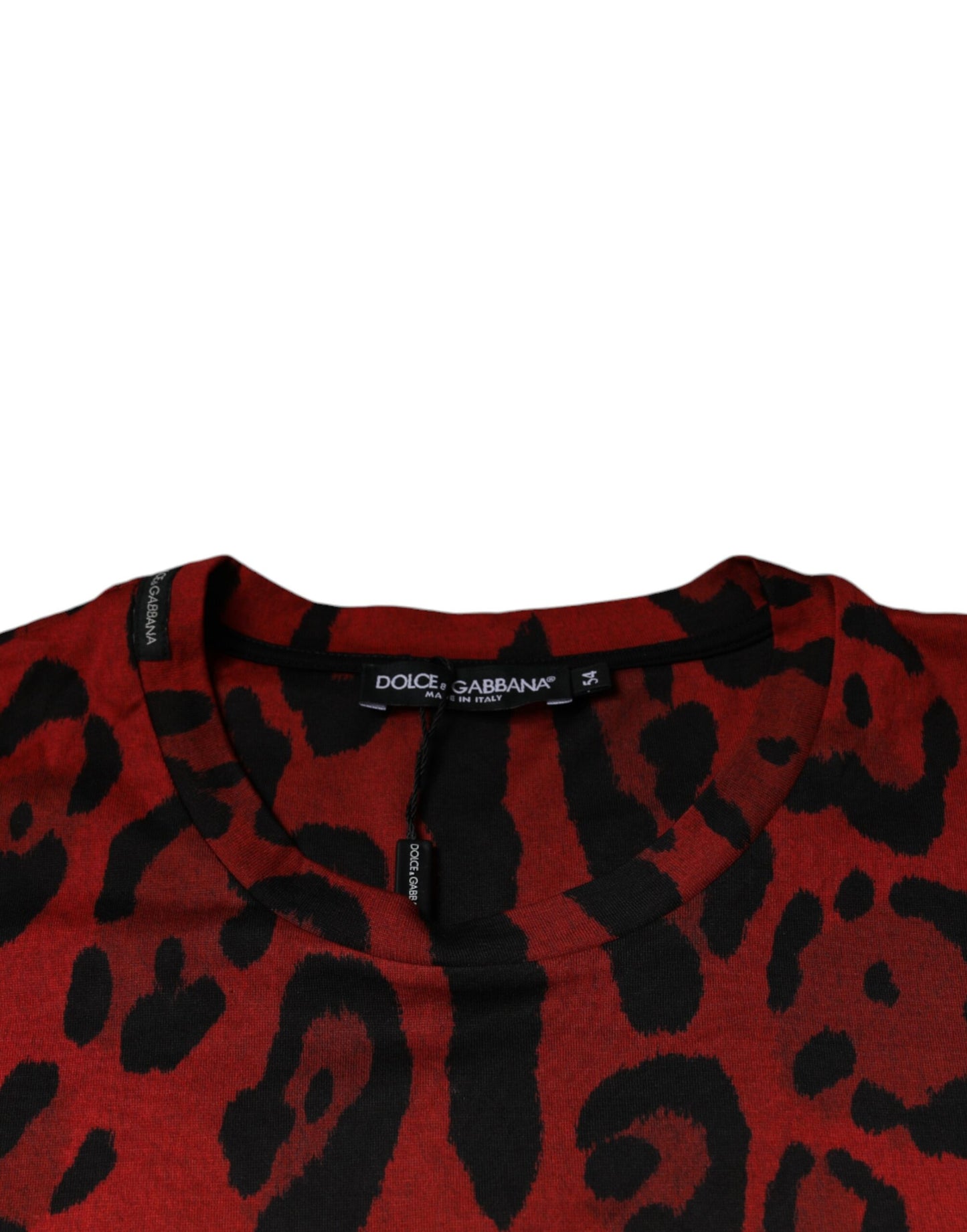 Dolce & Gabbana Red Leopard Cotton Short Sleeves T-shirt