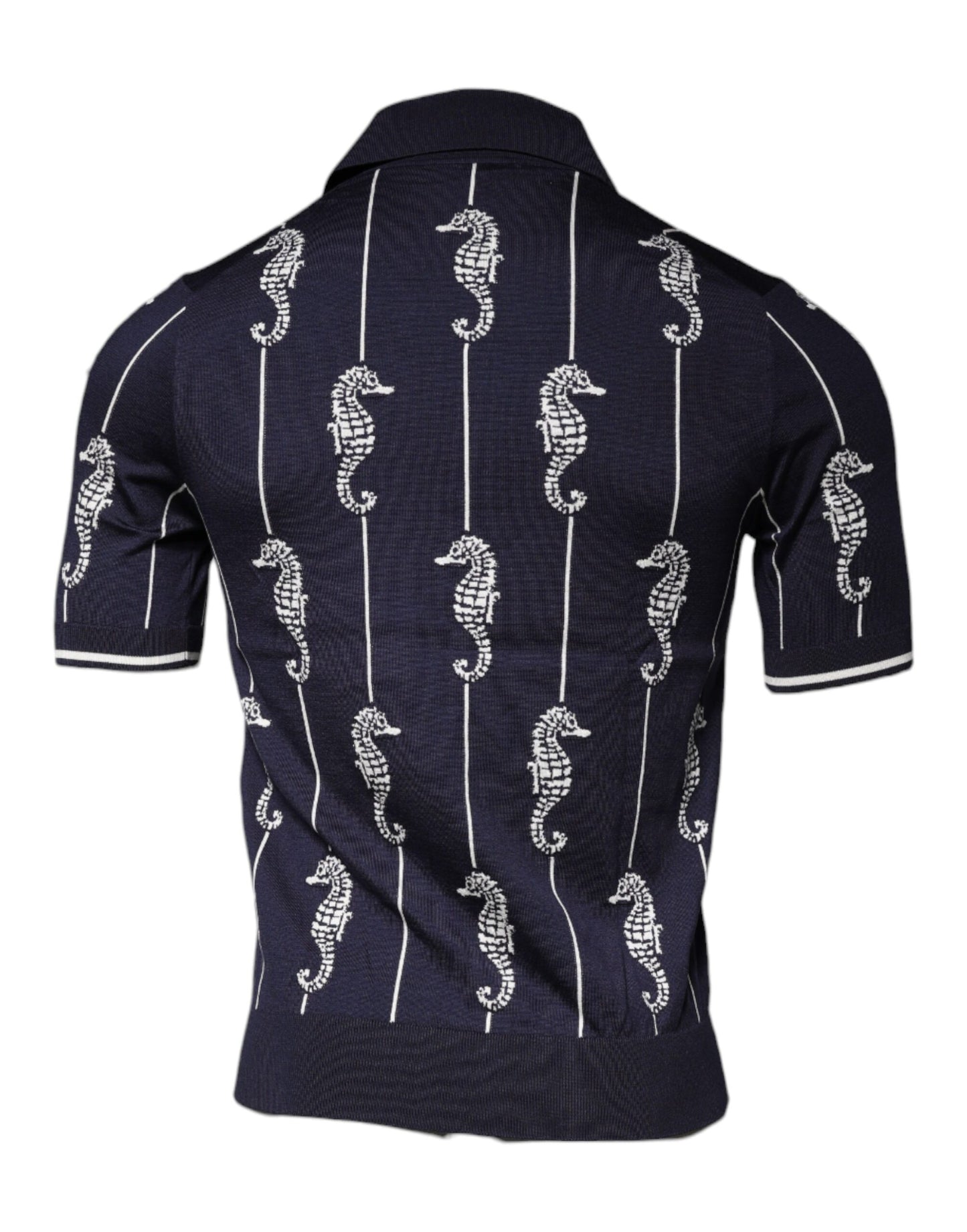 Dolce & Gabbana Dark Blue Sea Horse Collared Polo T-shirt