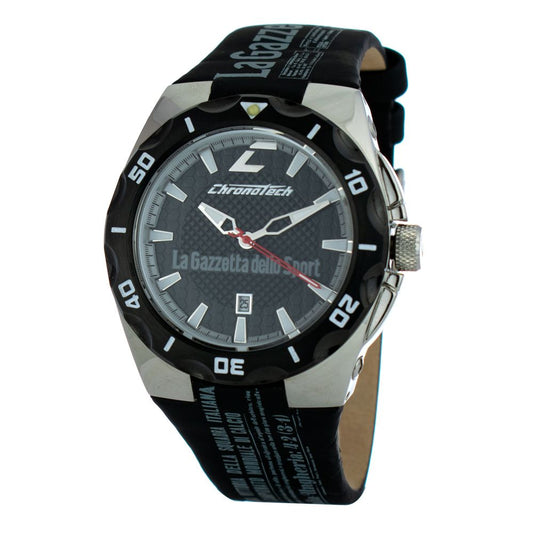 Chronotech Black Leather Watch