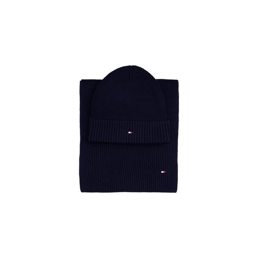 Tommy Hilfiger Cotton/Cashmere Scarf and Hat Set in Blue