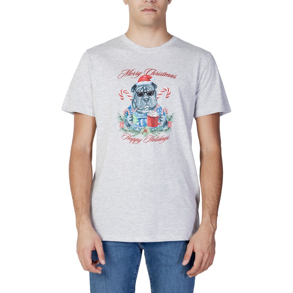 Jack Jones Gray Cotton T-Shirt