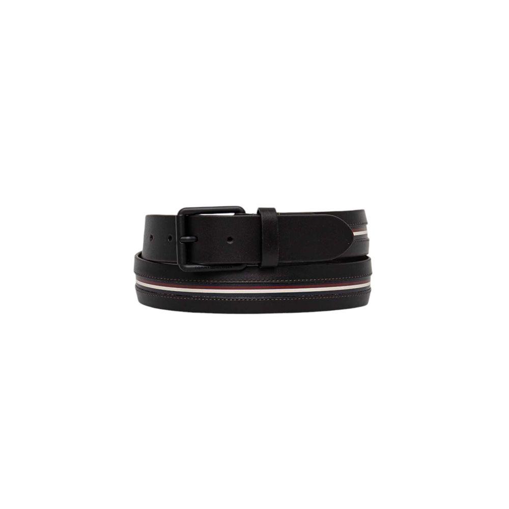 Tommy Hilfiger men's belt black 100% leather with brand colors