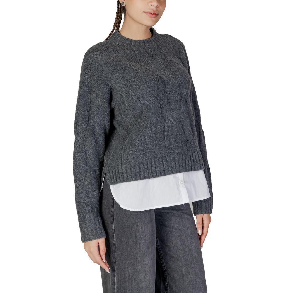 Jacqueline De Yong Gray Recycled Polyester Sweater