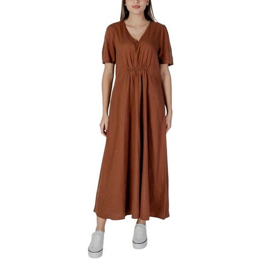 B.Young Brown Linen Dress