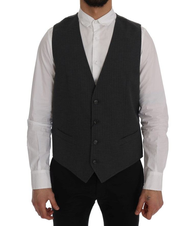 Dolce &amp; Gabbana Gray STAFF Cotton Striped Vest