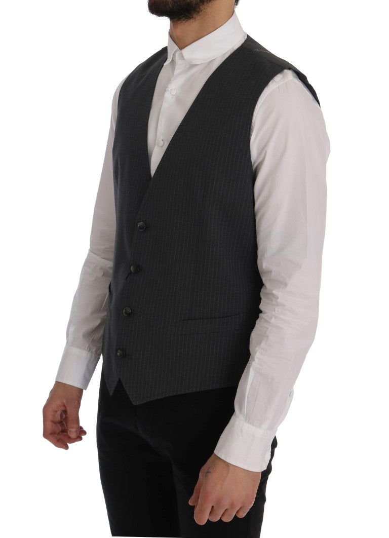 Dolce &amp; Gabbana Gray STAFF Cotton Striped Vest