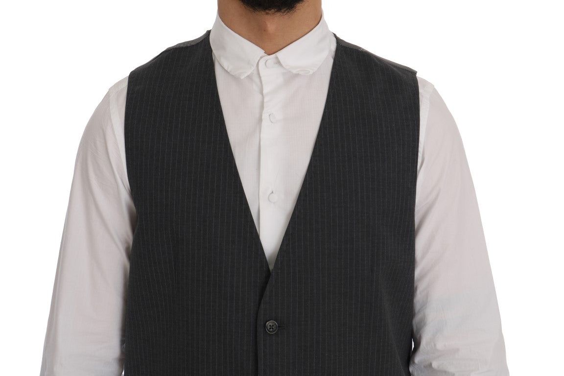 Dolce &amp; Gabbana Gray STAFF Cotton Striped Vest