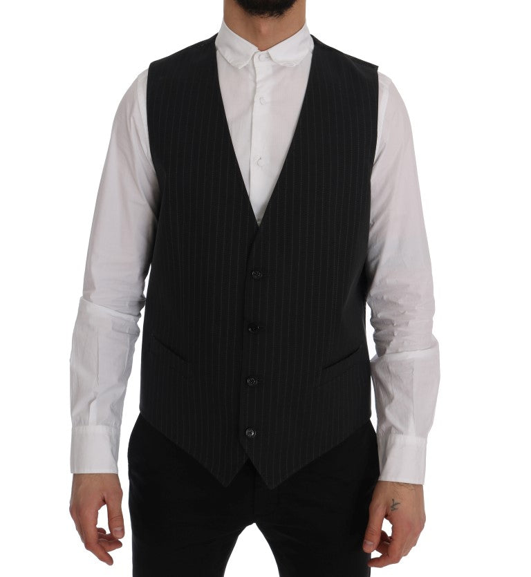 Dolce &amp; Gabbana Gray STAFF Cotton Striped Vest