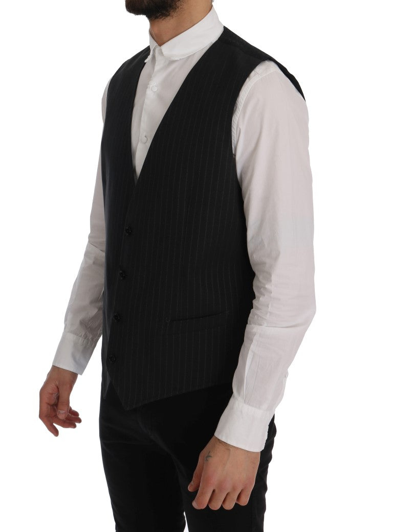 Dolce &amp; Gabbana Gray STAFF Cotton Striped Vest