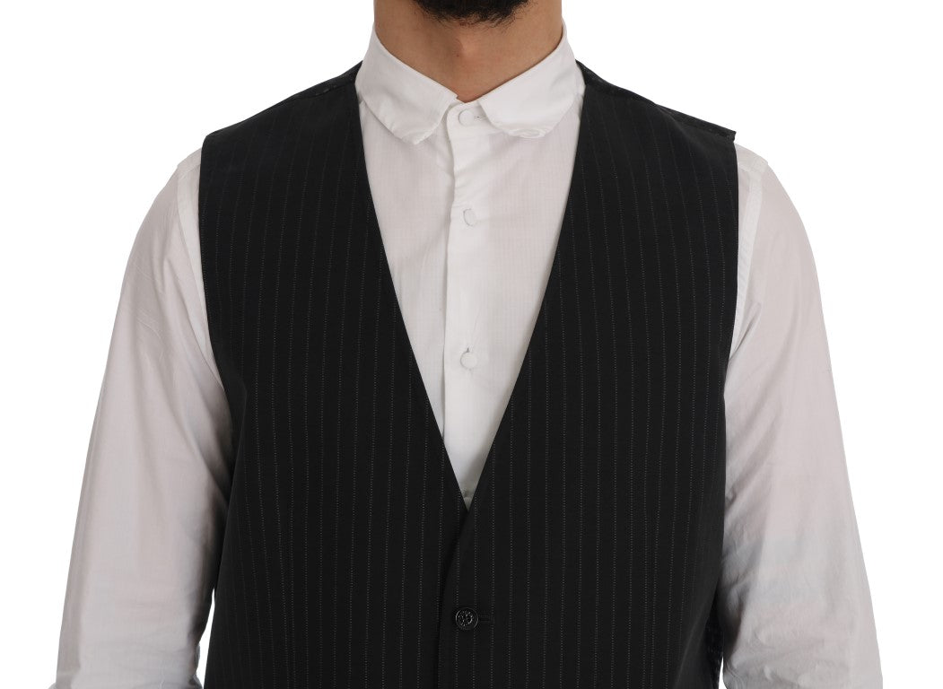 Dolce &amp; Gabbana Gray STAFF Cotton Striped Vest