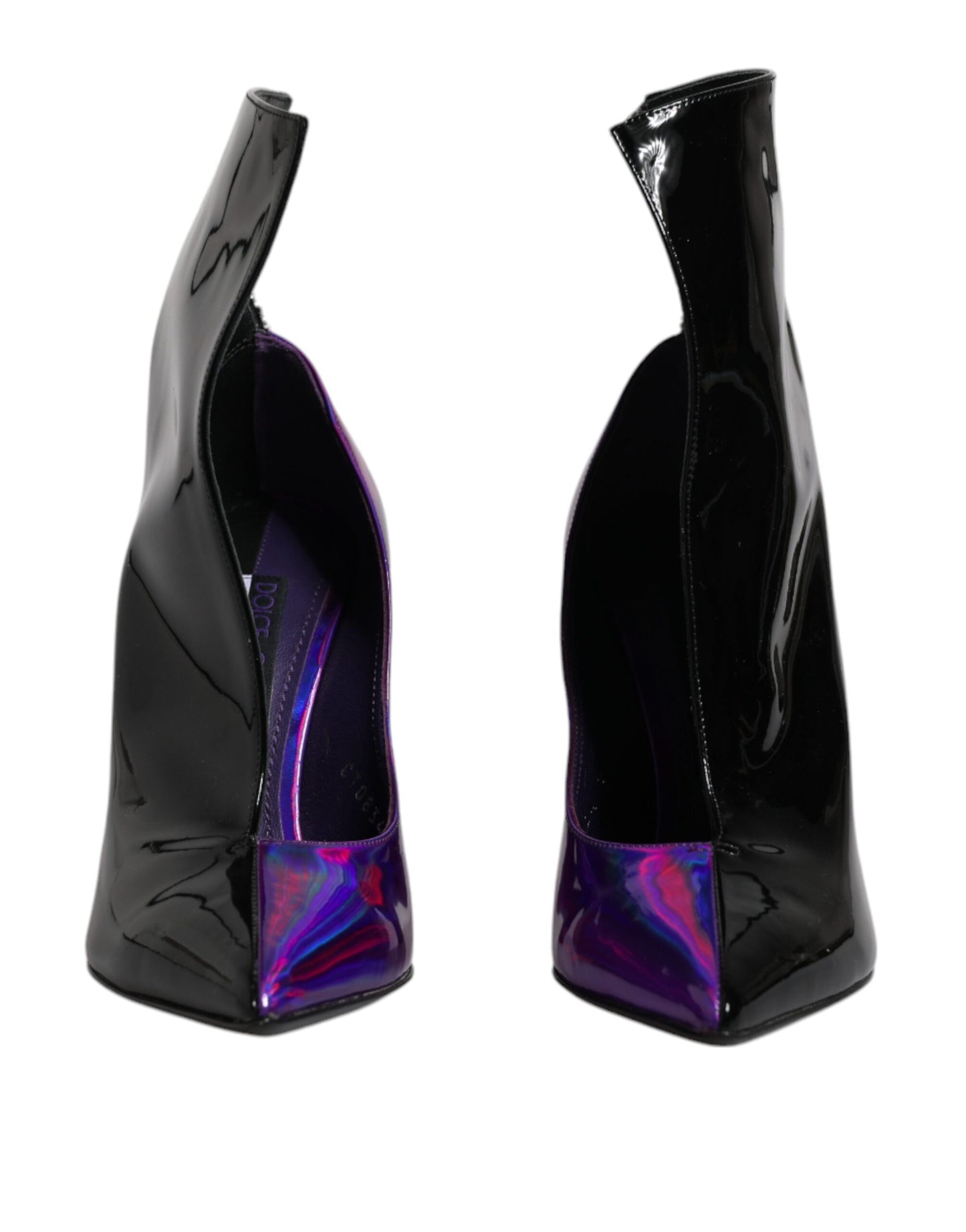 Dolce &amp; Gabbana Purple Black Pointed Ankle Boots Shoes