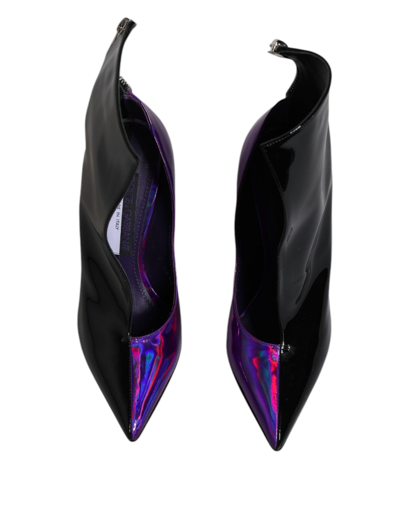 Dolce &amp; Gabbana Purple Black Pointed Ankle Boots Shoes