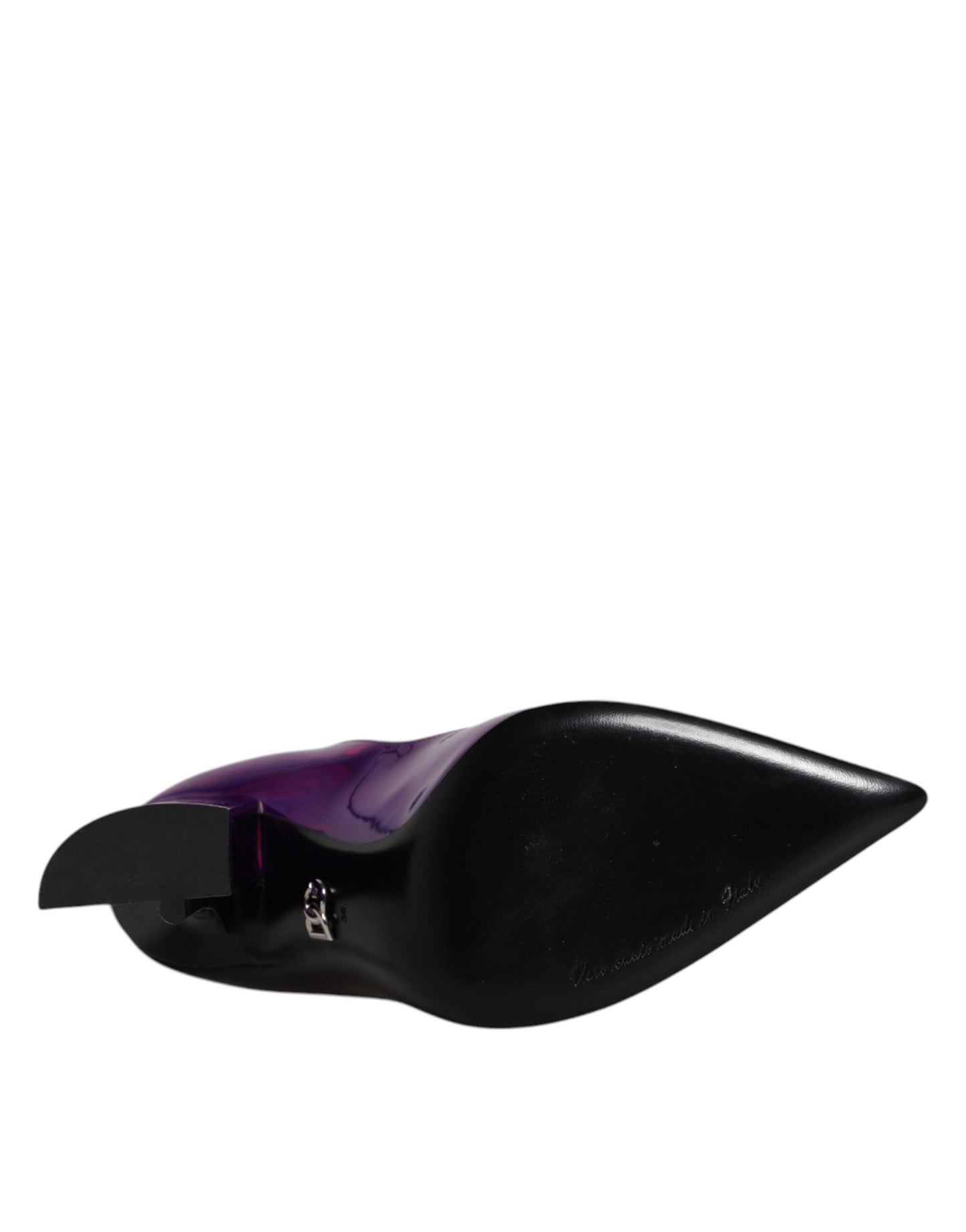 Dolce &amp; Gabbana Purple Black Pointed Ankle Boots Shoes