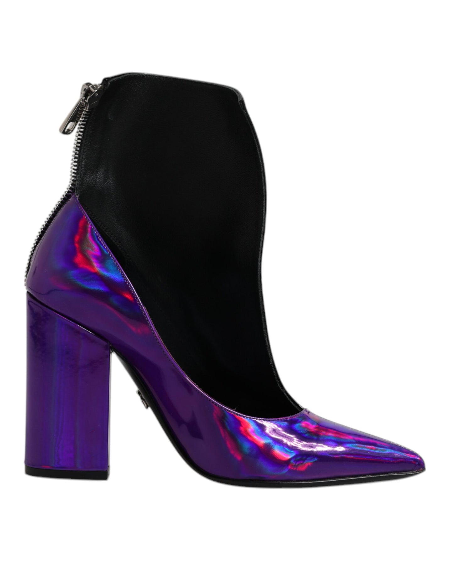 Dolce &amp; Gabbana Purple Black Pointed Ankle Boots Shoes