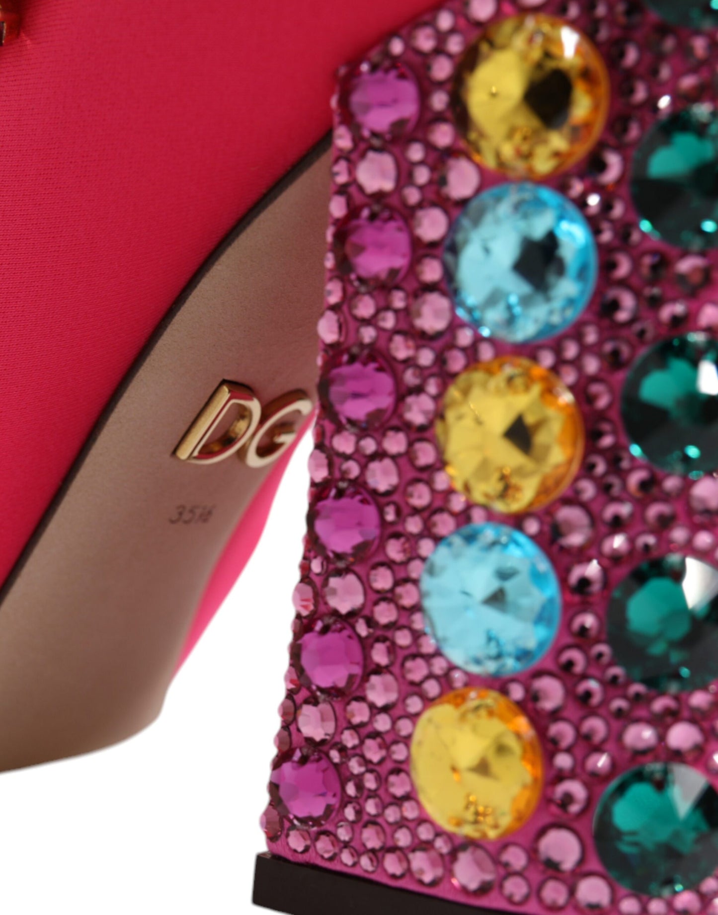 Dolce &amp; Gabbana Pink Nylon Crystal Vally High Boots Shoes