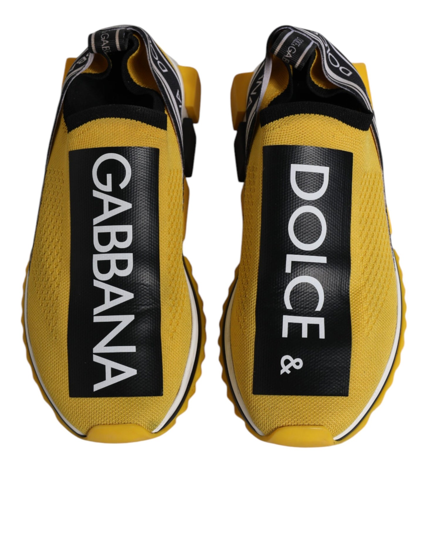Dolce &amp; Gabbana Yellow Black Slip On Sorrento Sneaker Shoes