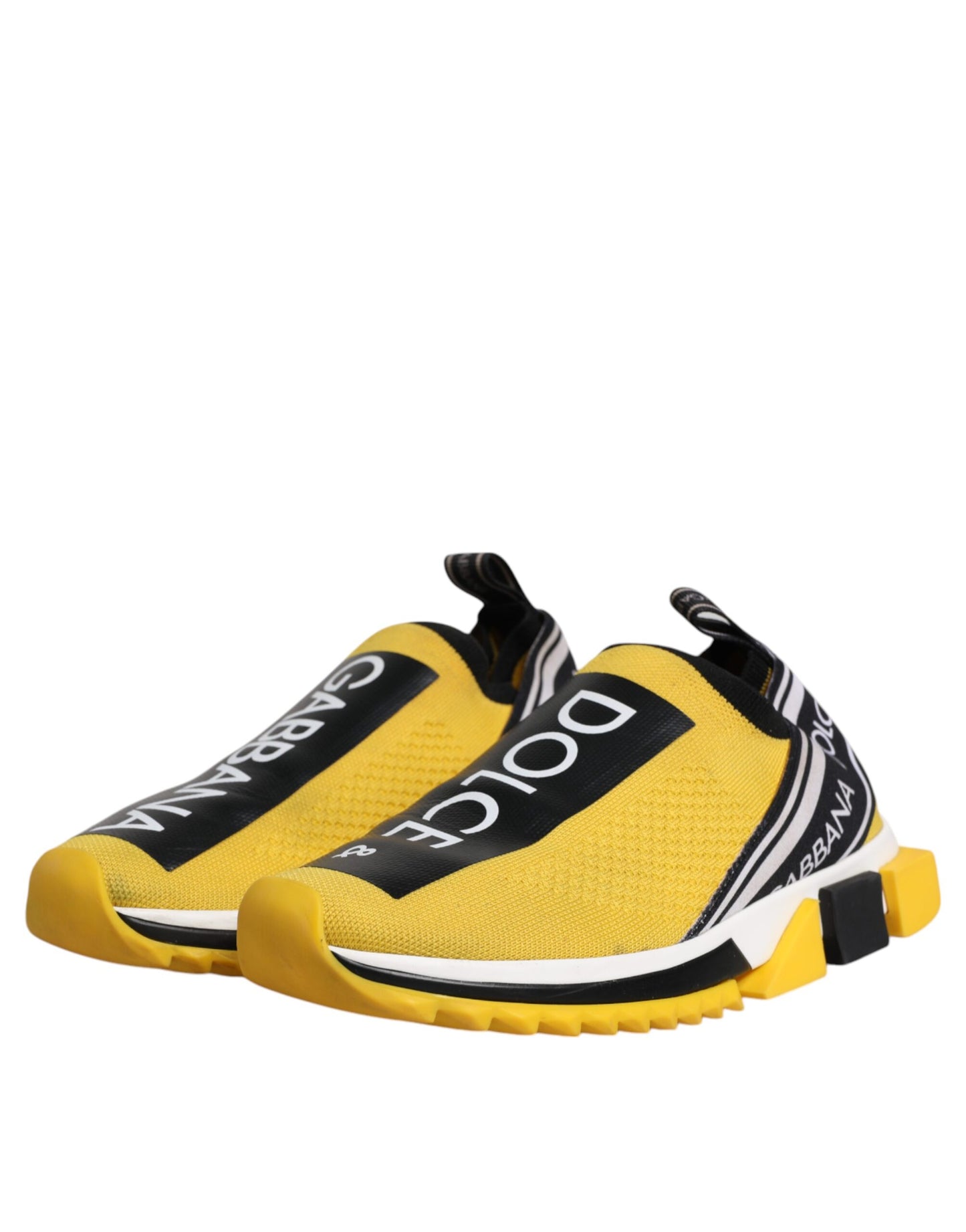 Dolce &amp; Gabbana Yellow Black Slip On Sorrento Sneaker Shoes
