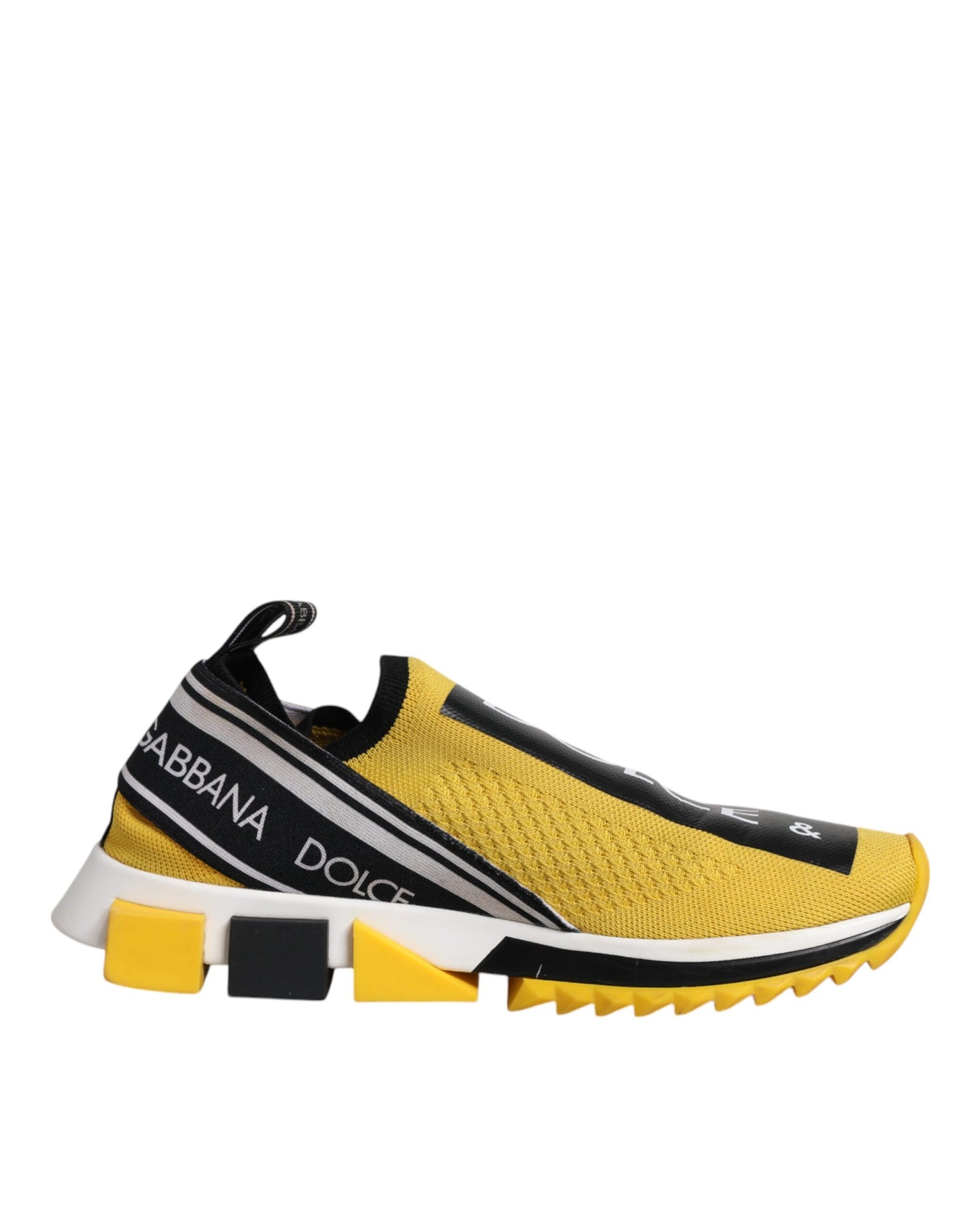 Dolce &amp; Gabbana Yellow Black Slip On Sorrento Sneaker Shoes