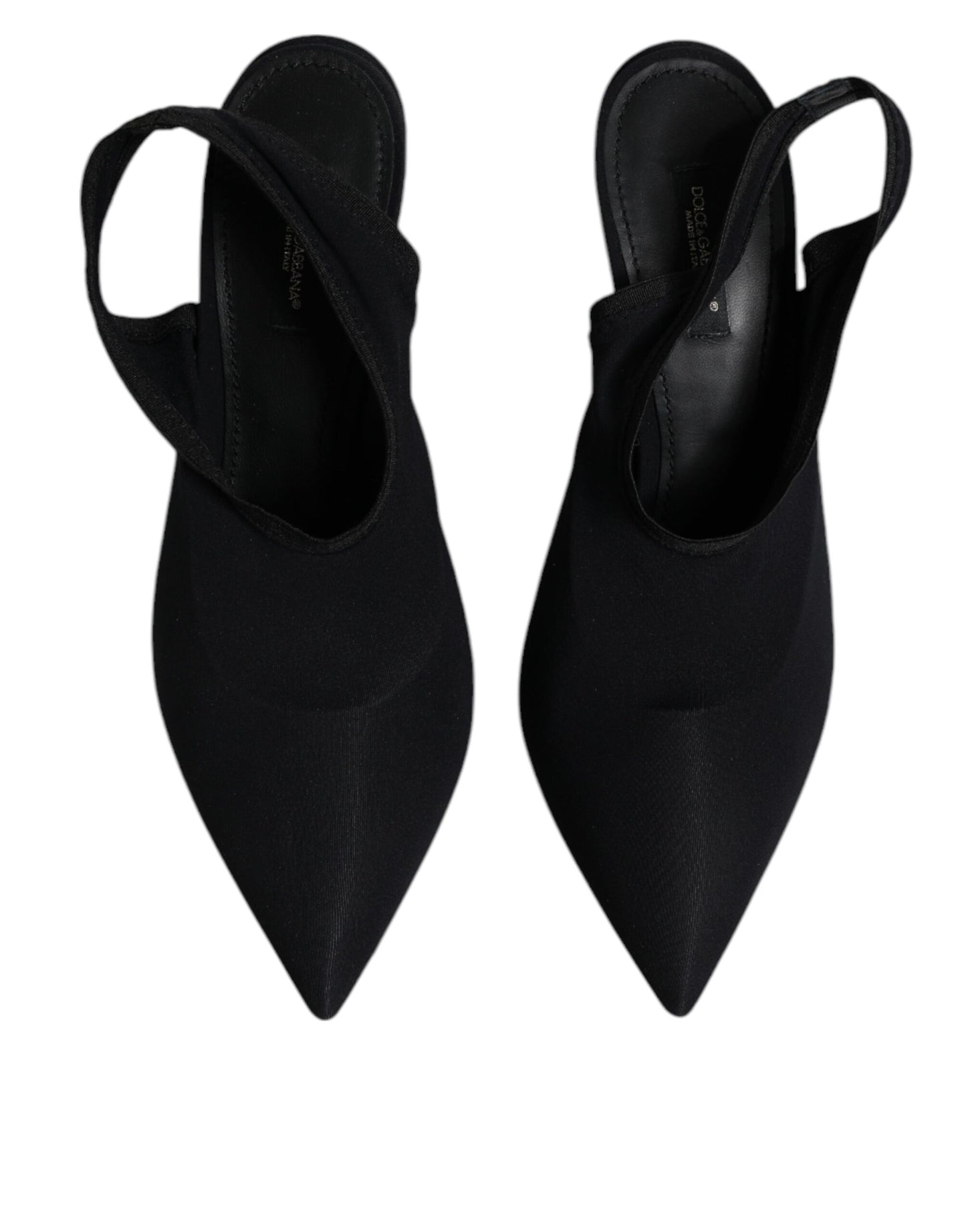 Dolce & Gabbana Black Jersey Stretch Heels Slingback Shoes