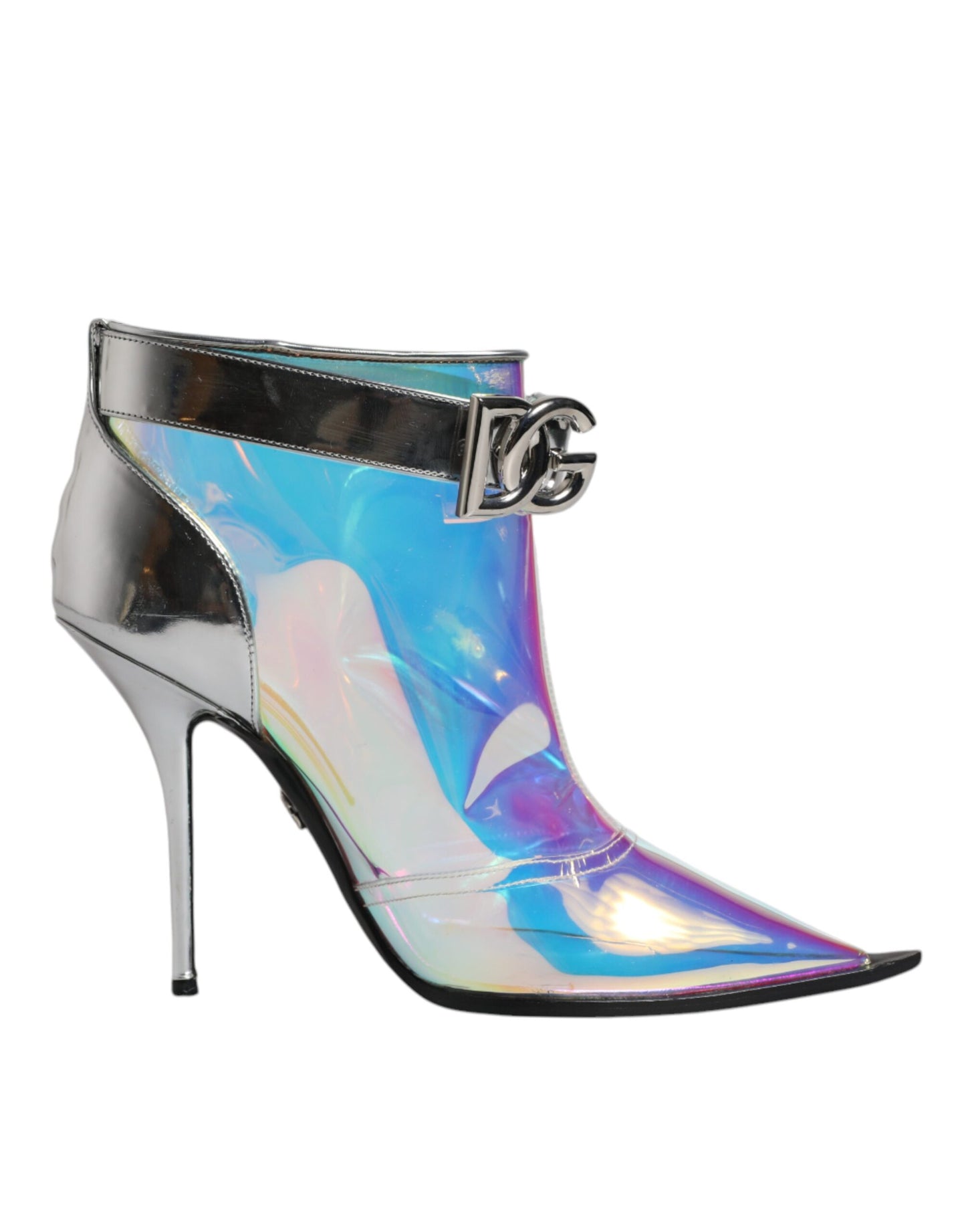 Dolce &amp; Gabbana Silber schillernde spitze kurze Stiefel Schuhe