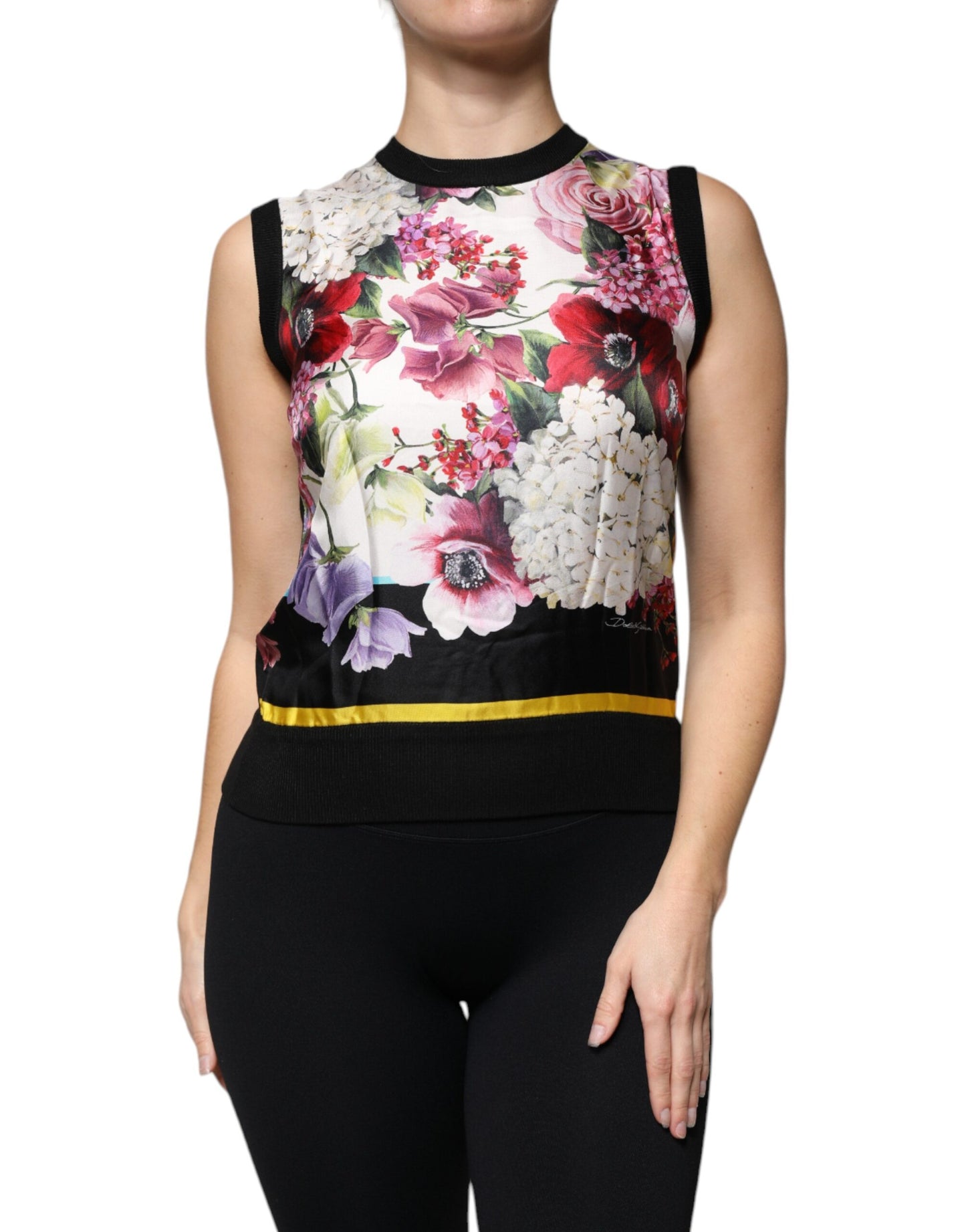 Dolce & Gabbana Multicolor Floral Silk Sleeveless Tank Blouse Top