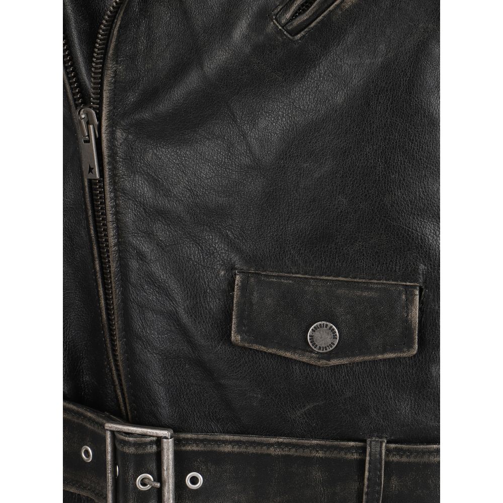 Giacca da motociclista dorata Golden Goose