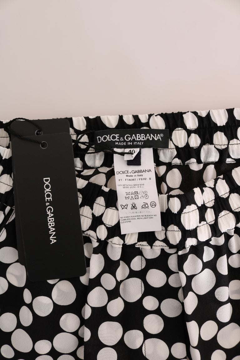 Dolce &amp; Gabbana – Elegante gepunktete Seidenhose mit hohem Bund