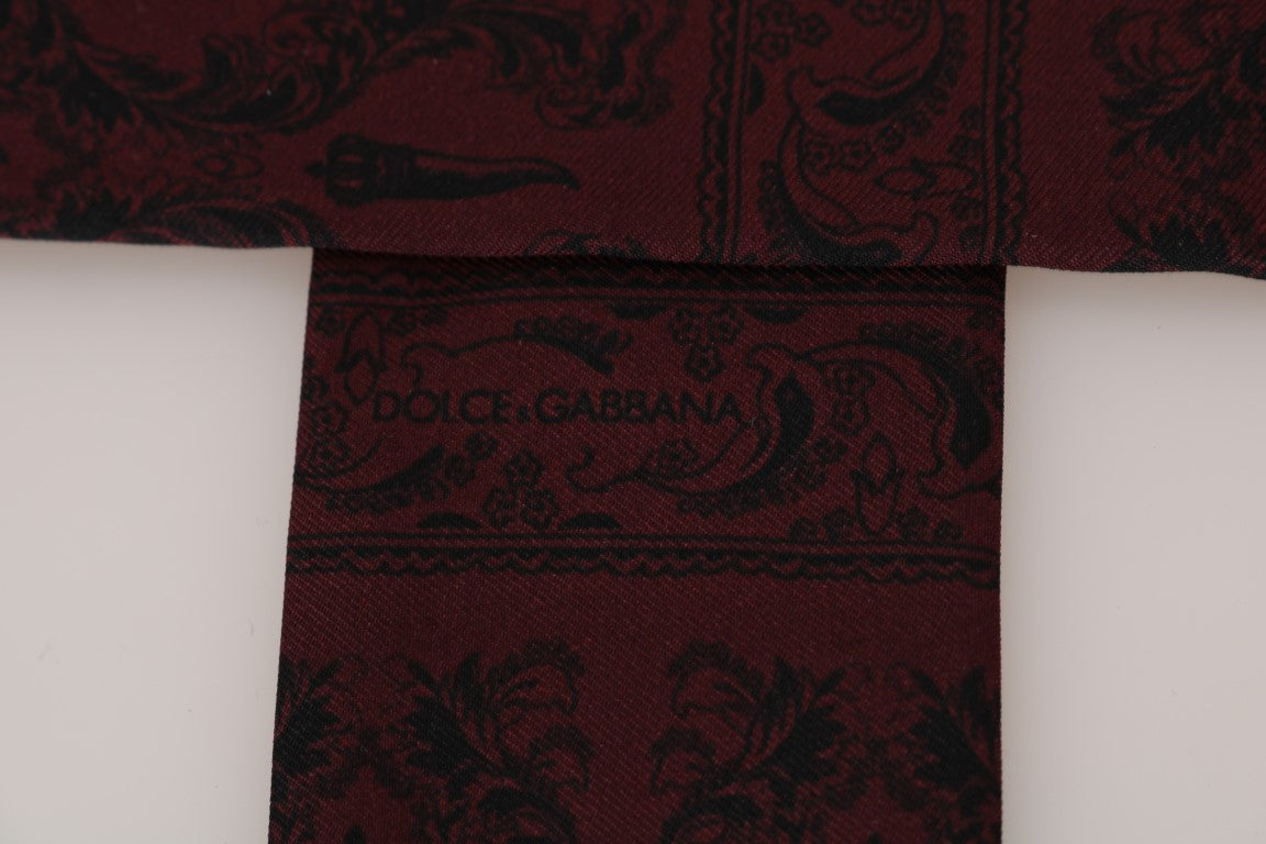 Dolce &amp; Gabbana Seiden-Bordeaux-Kronen-Chili-Print-Herrenschal