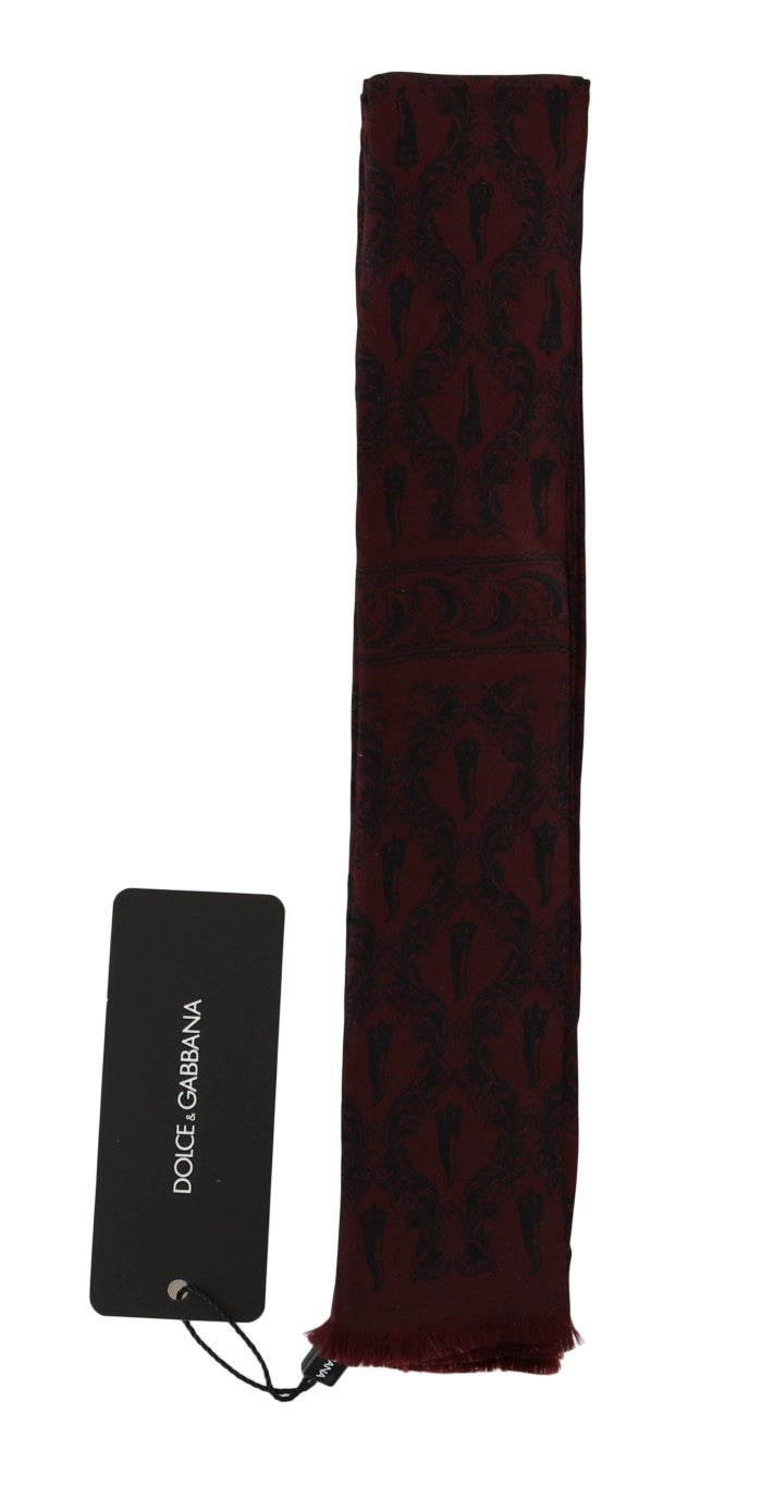 Dolce &amp; Gabbana Seiden-Bordeaux-Kronen-Chili-Print-Herrenschal