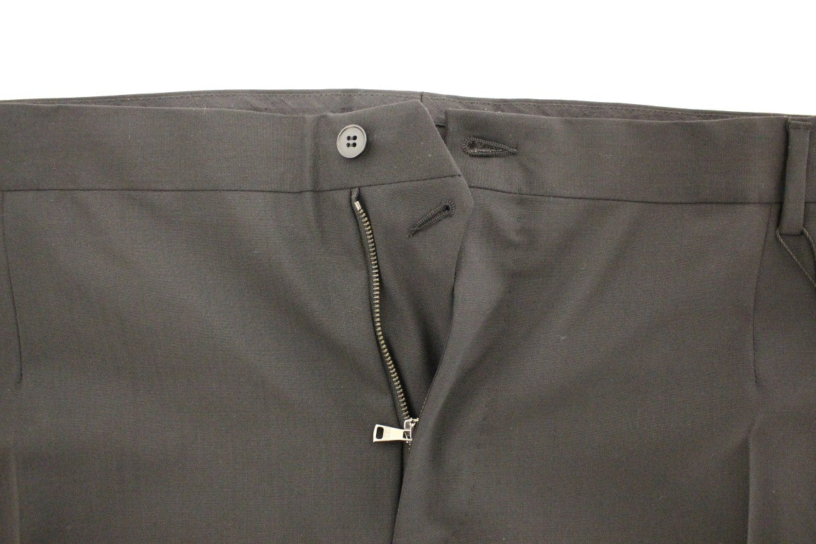 Dolce &amp; Gabbana Black Wool Stretch Pleated Pants