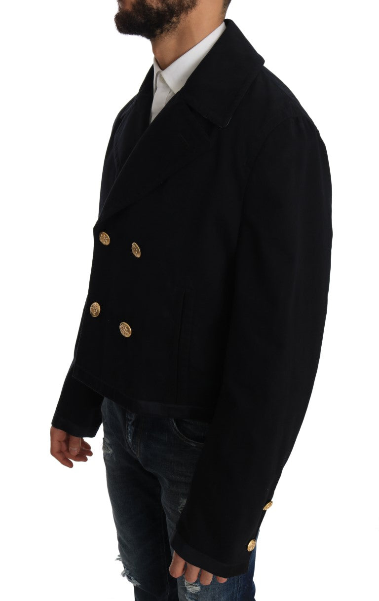 Dolce &amp; Gabbana Trench Blue Cotton Stretch Jacket Coat