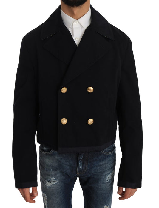 Dolce &amp; Gabbana Trench Blue Cotton Stretch Jacket Coat