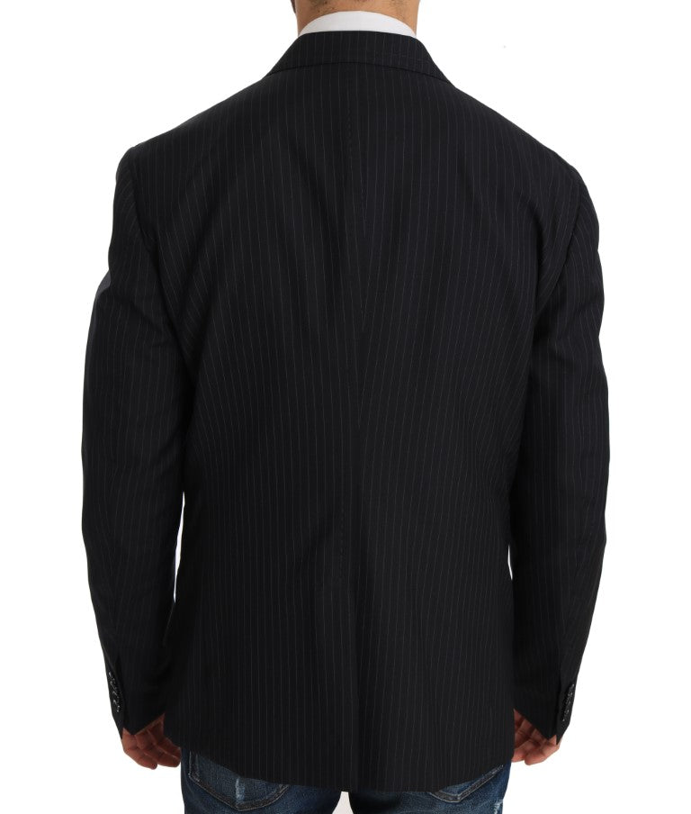 Dolce &amp; Gabbana Gray Striped Wool Jacket Coat Slim Blazer