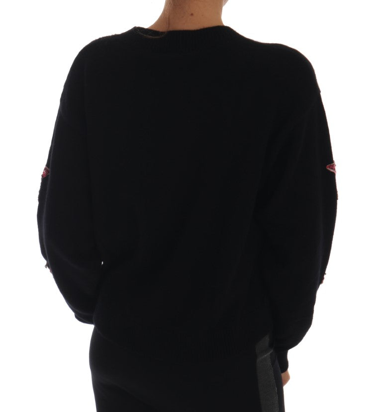 Dolce &amp; Gabbana Fairy Tale Crystal Black Cashmere Sweater