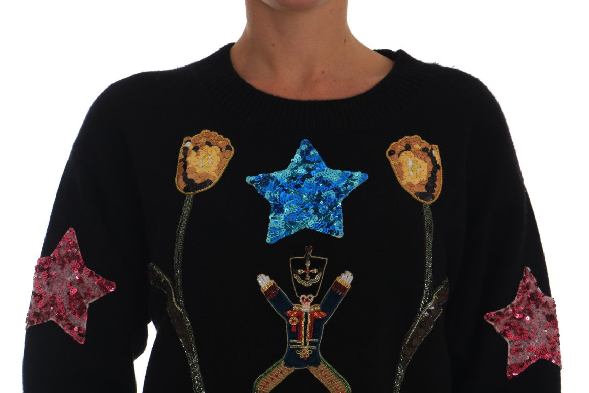 Dolce &amp; Gabbana Fairy Tale Crystal Black Cashmere Sweater