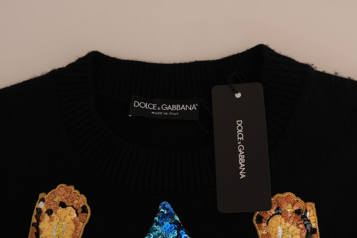 Dolce &amp; Gabbana Fairy Tale Crystal Black Cashmere Sweater