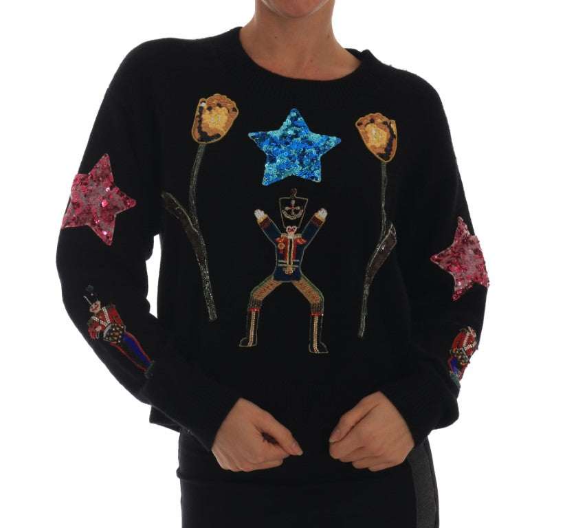 Dolce &amp; Gabbana Fairy Tale Crystal Black Cashmere Sweater