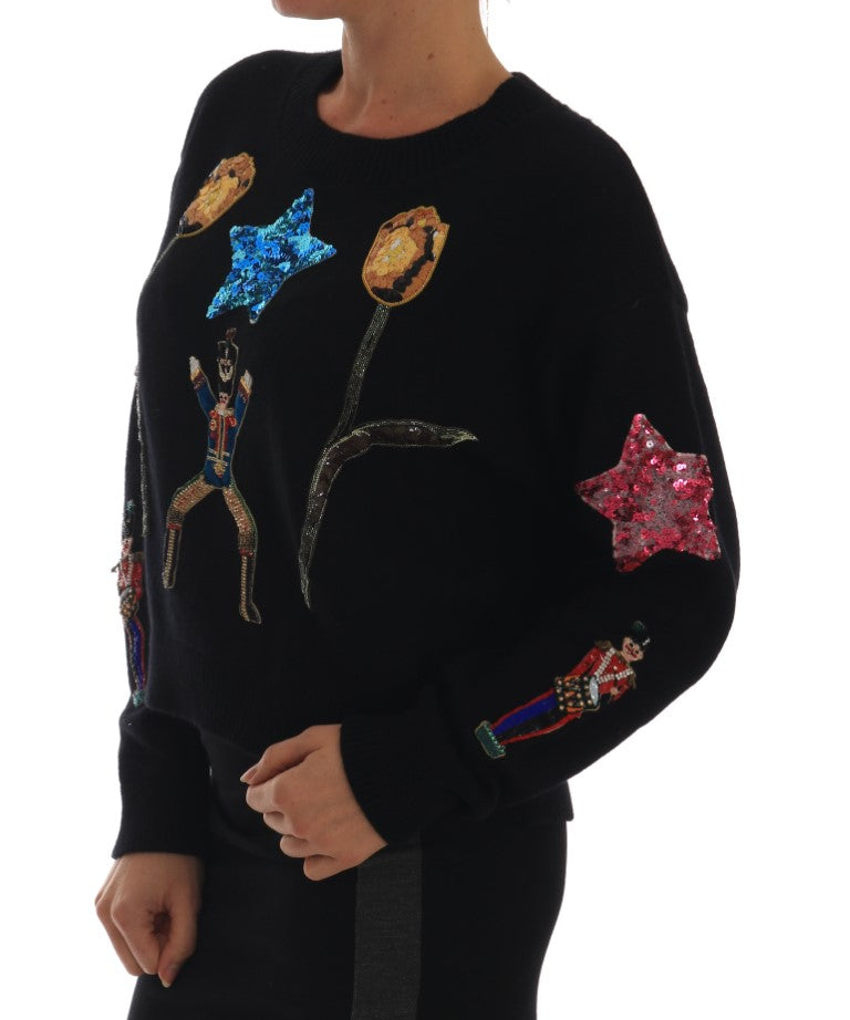 Dolce &amp; Gabbana Fairy Tale Crystal Black Cashmere Sweater