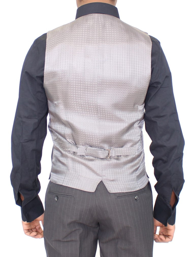 Dolce &amp; Gabbana Gray Striped Formal Dress Vest