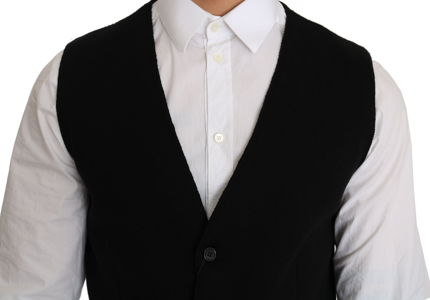 Dolce &amp; Gabbana Black Cotton Dress Woven Waistcoat