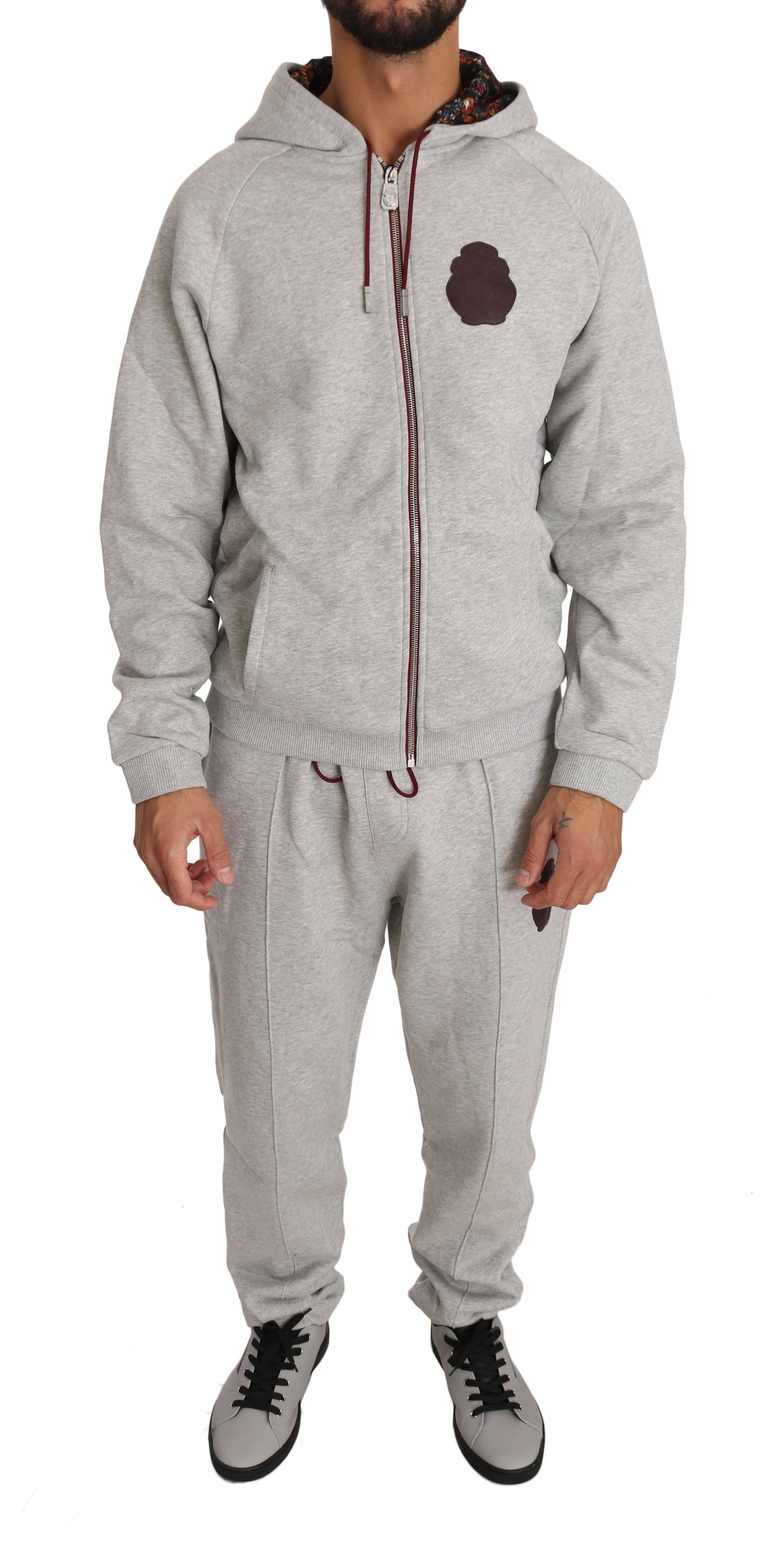 Billionaire Italian Couture Elegantes graues Kapuzen-Sweatsuit-Ensemble