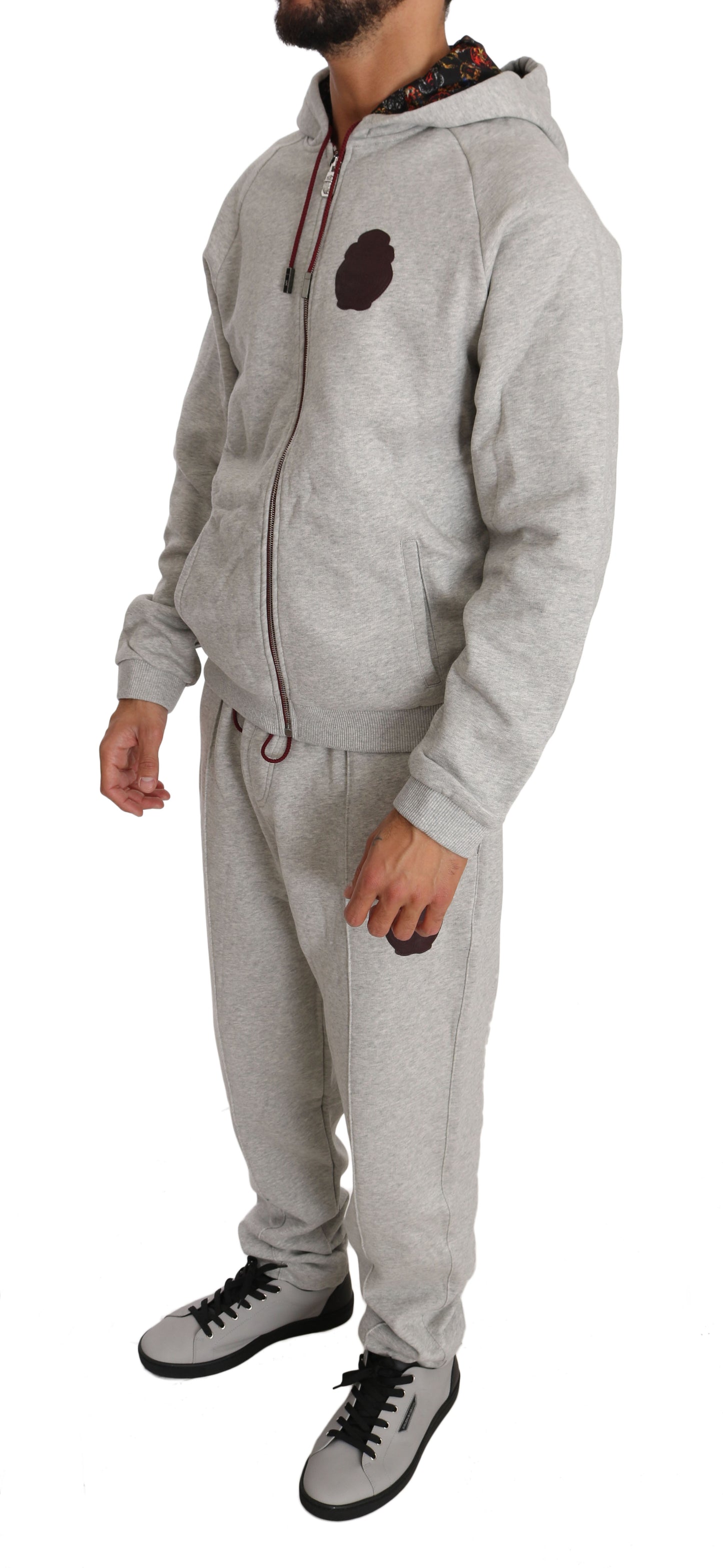 Billionaire Italian Couture Elegantes graues Kapuzen-Sweatsuit-Ensemble