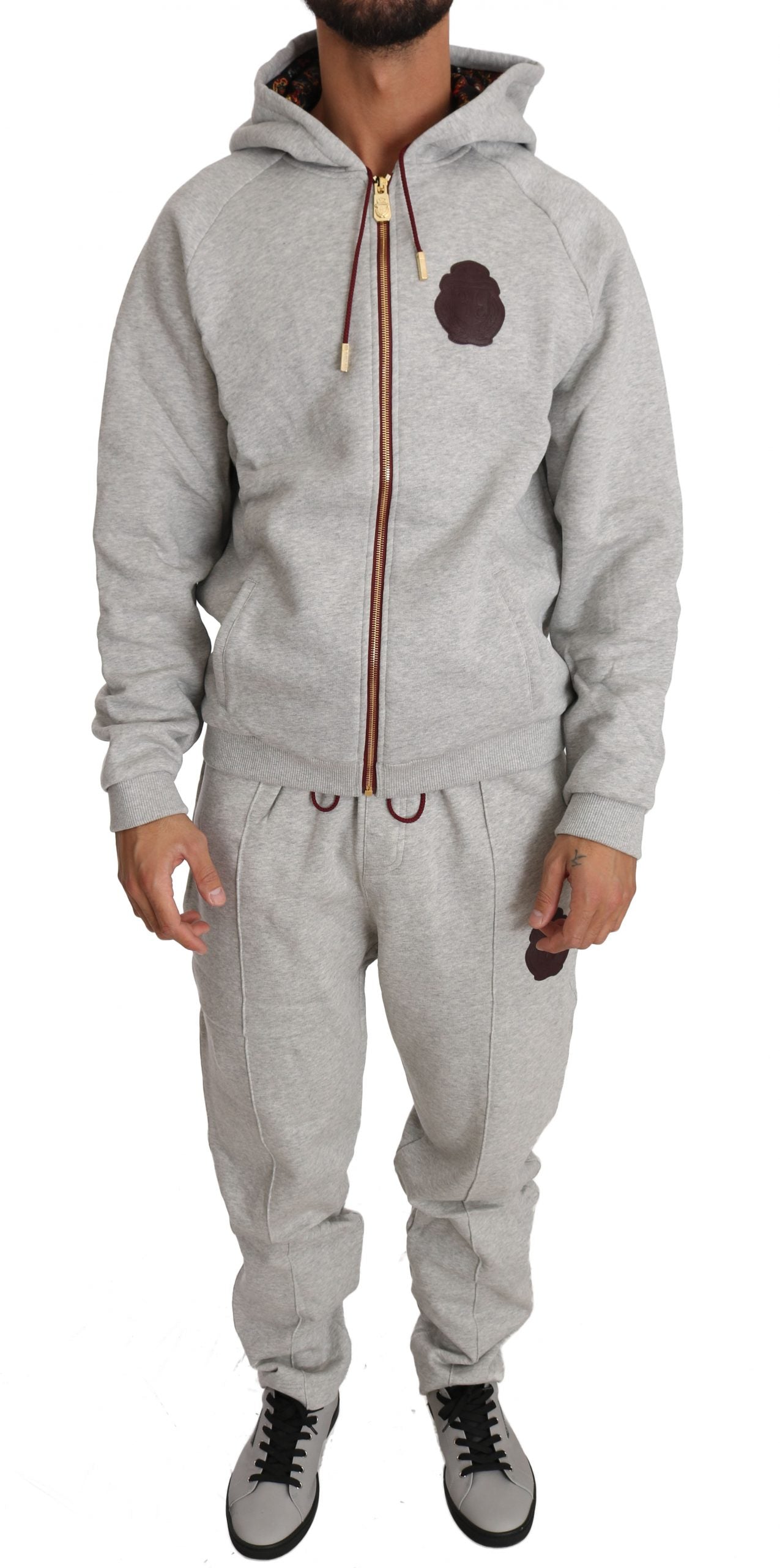 Elegantes Sweatsuit-Ensemble aus grauer Baumwolle von Billionaire Italian Couture