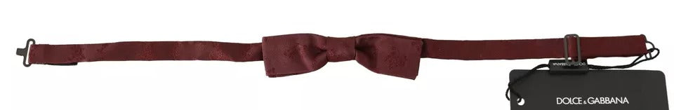 Dolce &amp; Gabbana Bordeaux Silk Floral Faille Adjustable Bow Tie