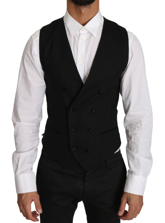 Dolce &amp; Gabbana Gray Wool Double Breasted Waistcoat Vest