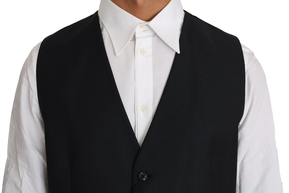 Dolce &amp; Gabbana Elegante graue Slim-Fit-Weste aus Wolle und Seide